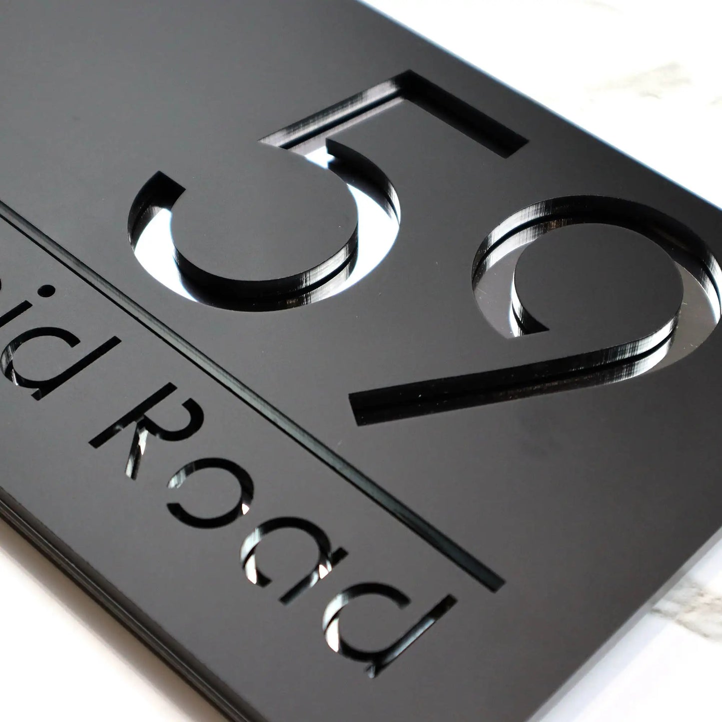 Custom Acrylic House/Letterbox Sign - Black Silver.