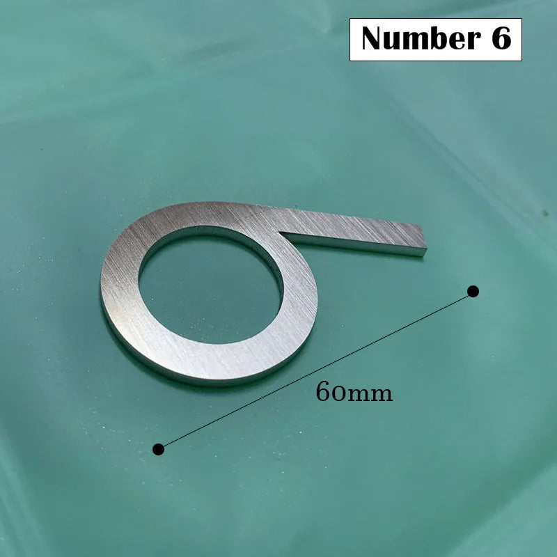 60mm Stainless Steel Self Adhesive House Number.