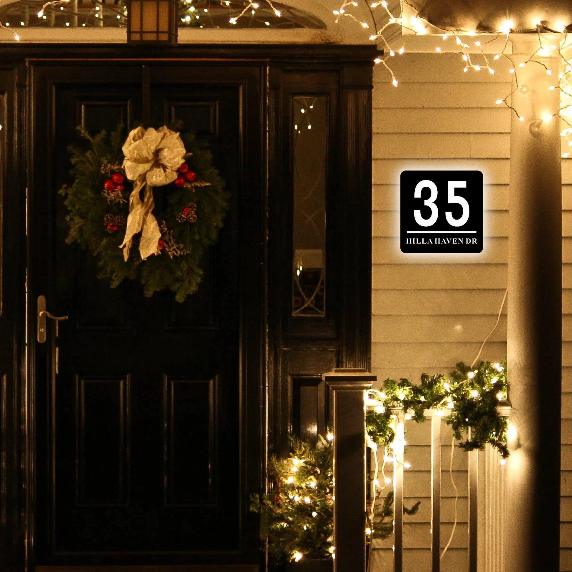 LED Custom House Number Sign - Square.