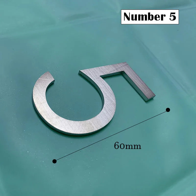 60mm Stainless Steel Self Adhesive House Number.