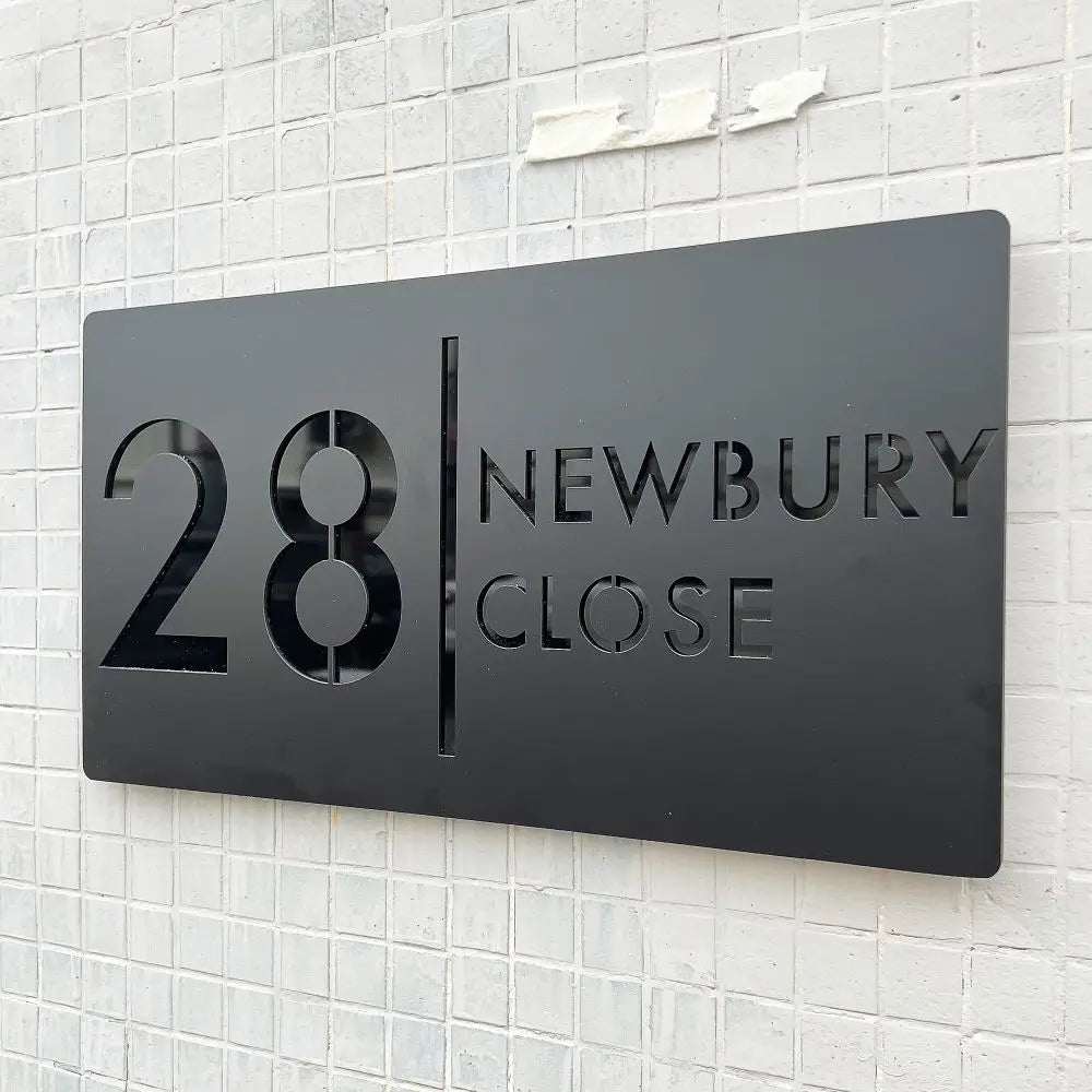 Custom Acrylic House/Letterbox Sign - Grey Black.