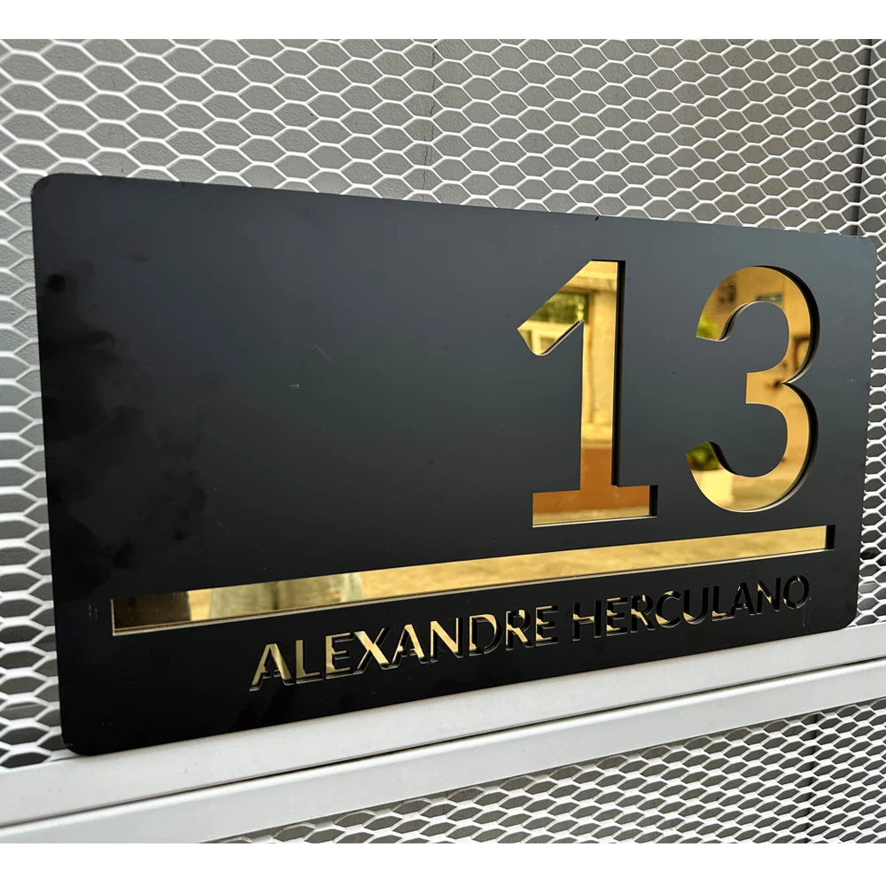 Custom Acrylic House/Letterbox Sign - Black Gold.