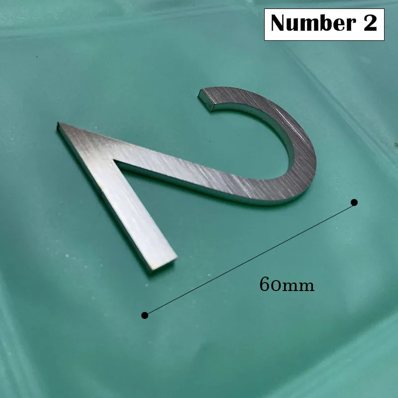 60mm Stainless Steel Self Adhesive House Number.