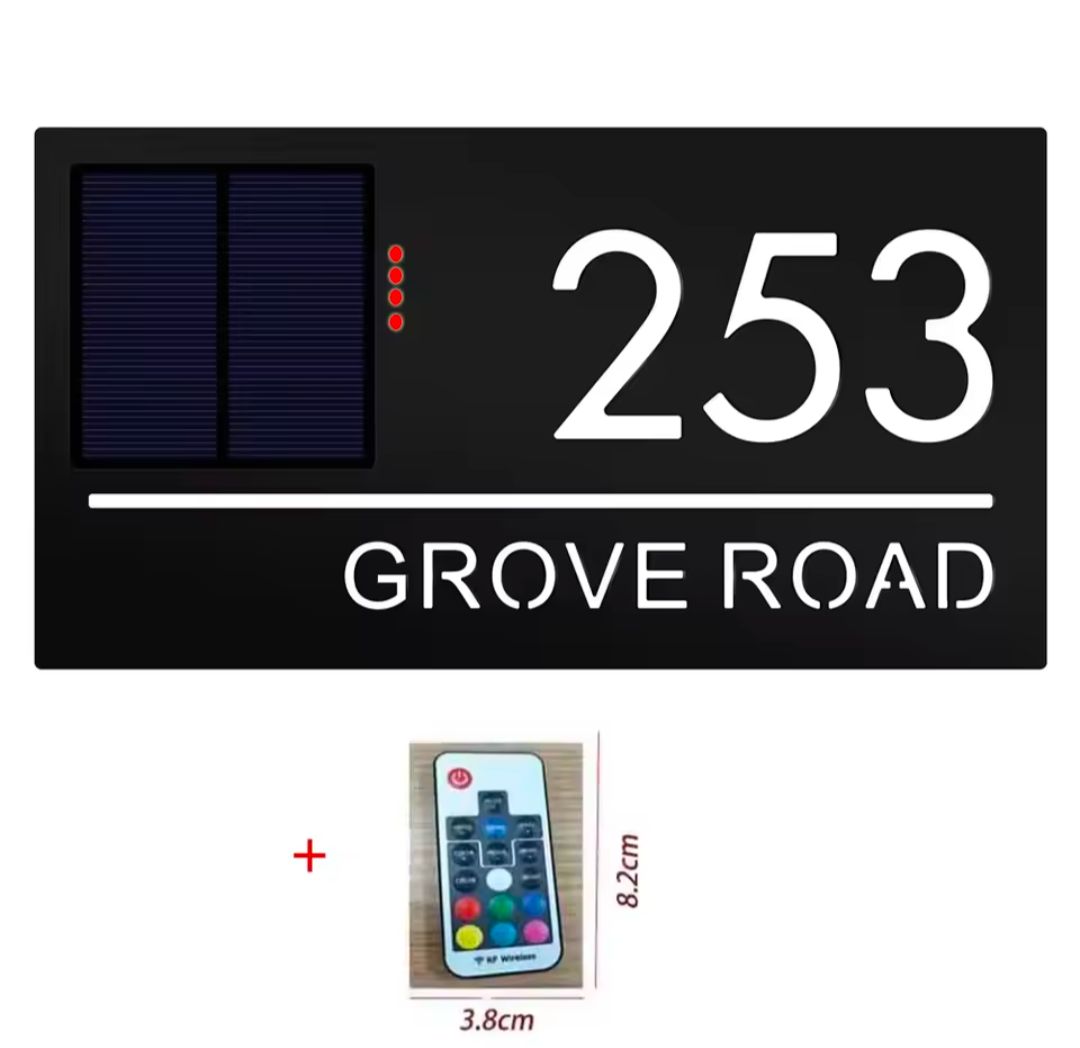 Solar Custom Acrylic House/Letterbox Sign (Standard)