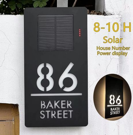 Vertical Solar Custom Acrylic House/Letterbox Sign (Standard)