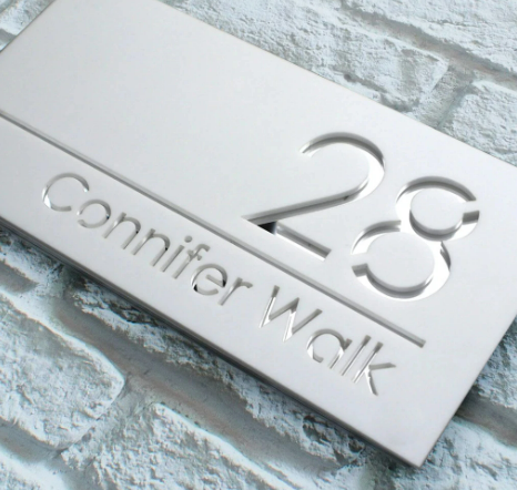 Custom Acrylic House/Letterbox Sign - White.